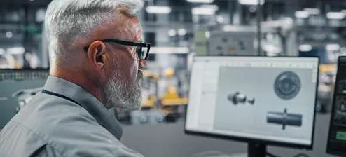 Engineer reviewing condition monitoring data on screen